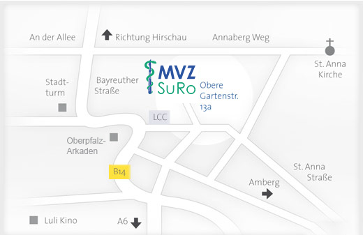 MVZ SuRo Anfahrtsweg | Medizinische Versorgungszentrum Sulzbach-Rosenberg